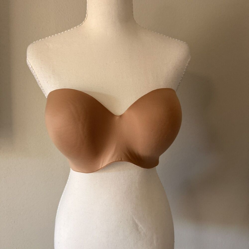 Victoria's Secret Sz 34DD Strapless Bra tan neutral Underwire Seamless EUC